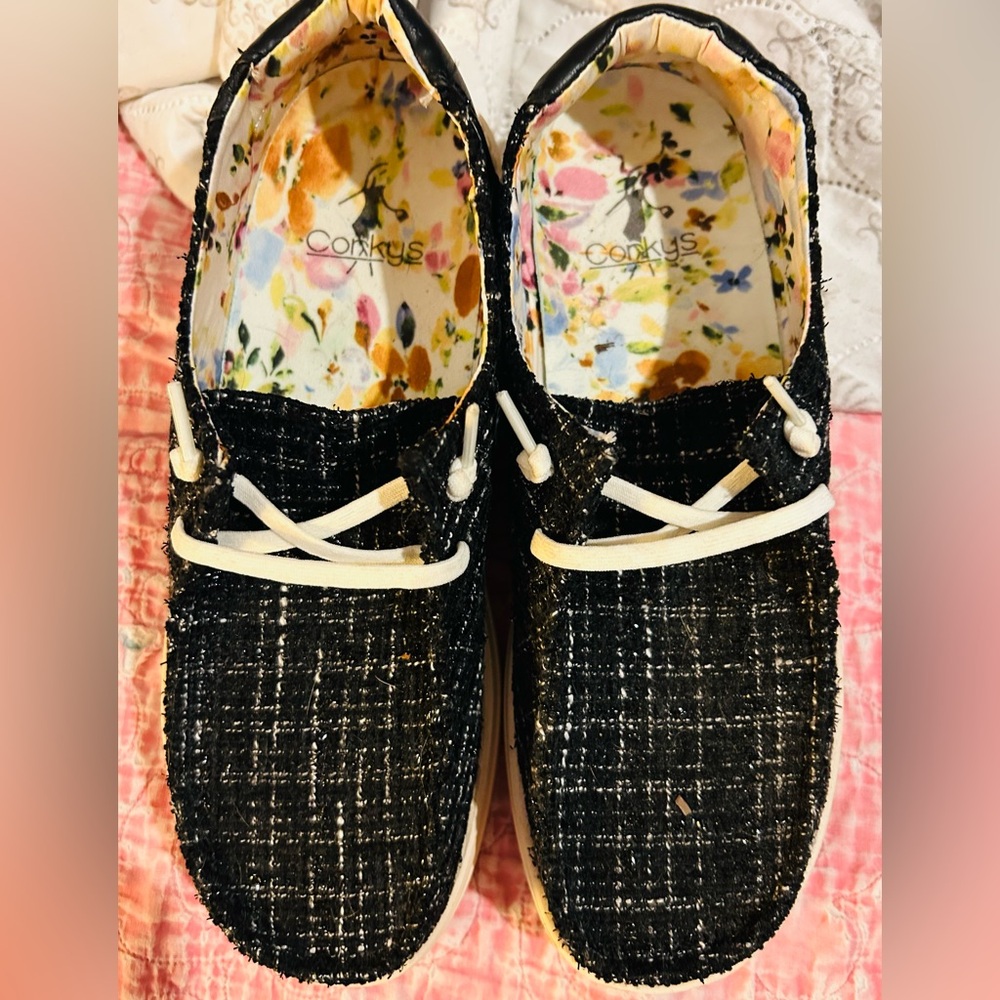 Corky’s Black Tweed Kayak 2 shoes